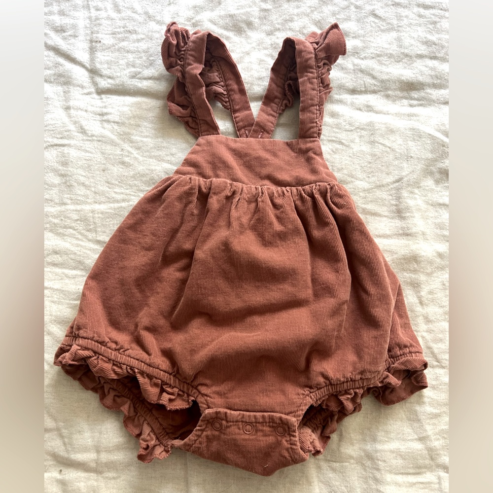 Maison Me Corduroy Romper, Rust, 6-12 mos